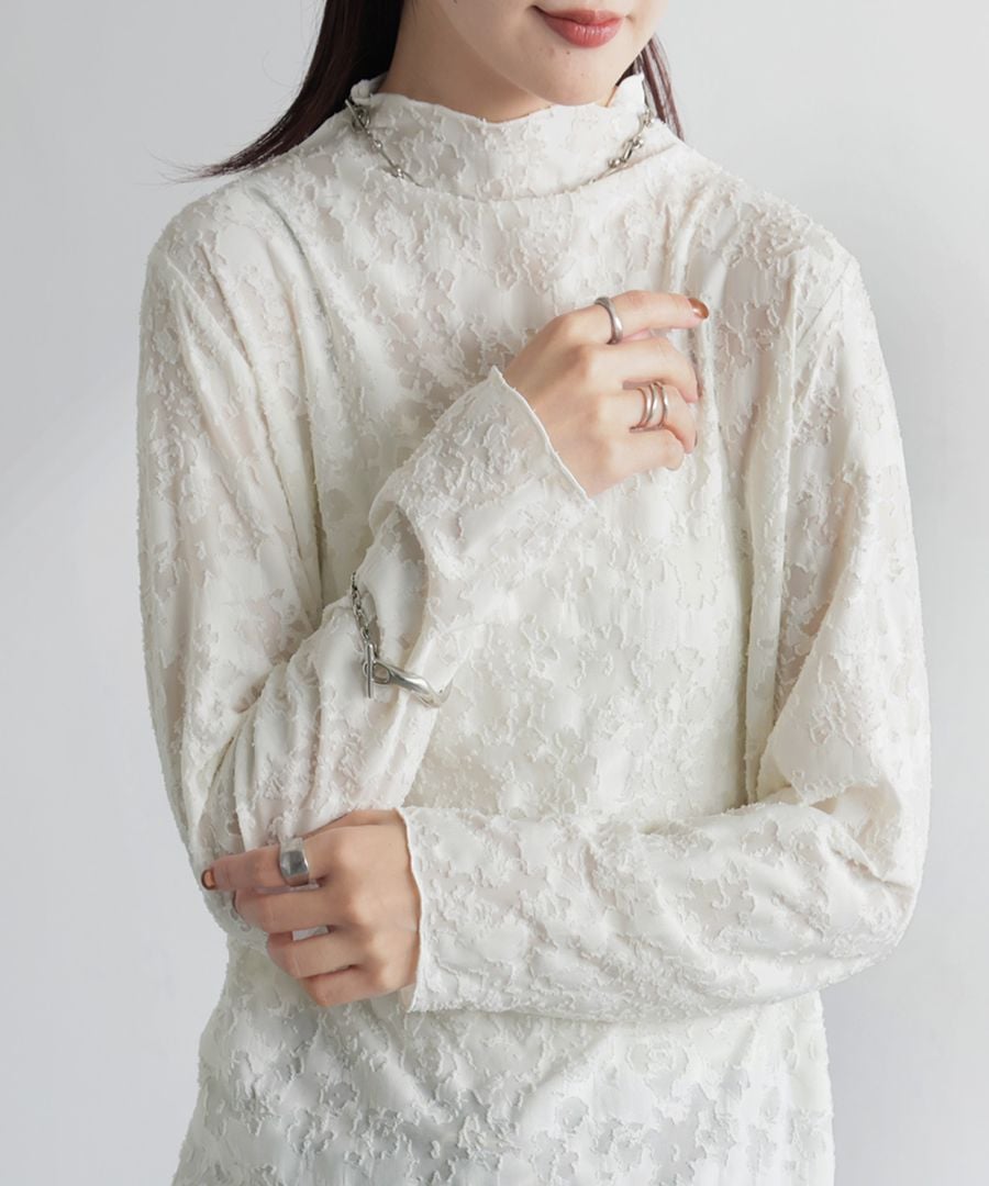 レース調 シアートップス レディース トップス 長袖 送料無料・(80