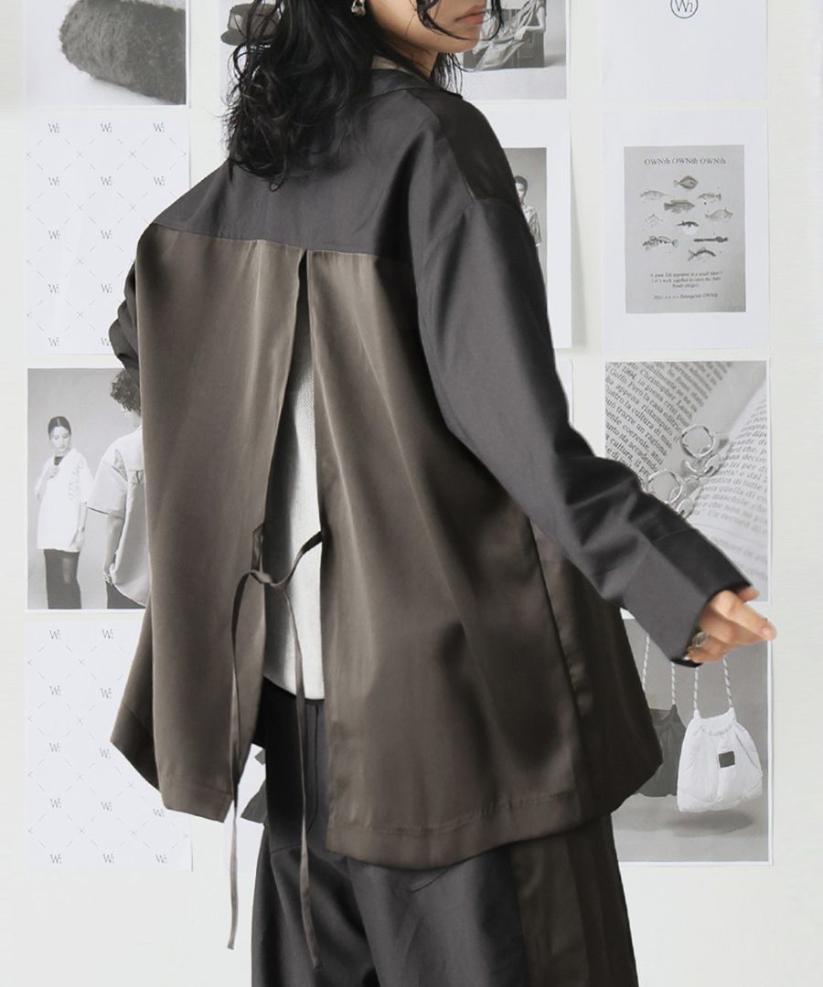 【美品】バックデザインフォルムジャケット チャコールグレー アニュアンス anuans ジャケット テーラードジャケット バックデザイン