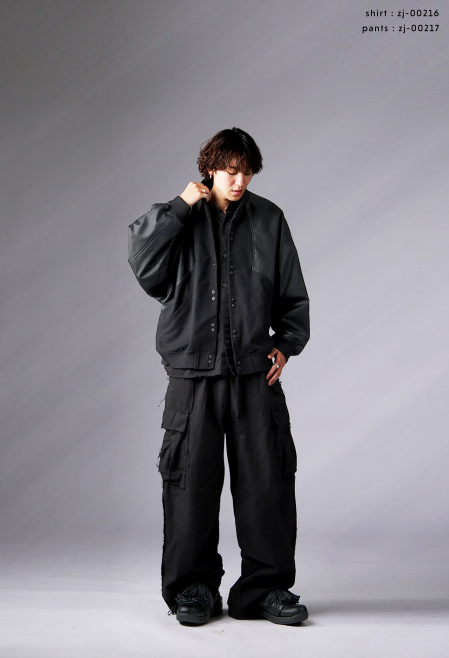 異素材切替 ジャケット メンズ リブブルゾン 送料無料・メール便不可