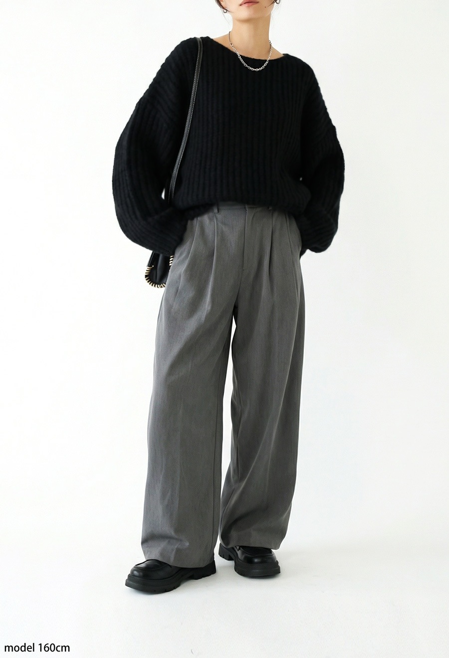 リブ編み ニットトップス レディース 長袖 無地 送料無料・メール便