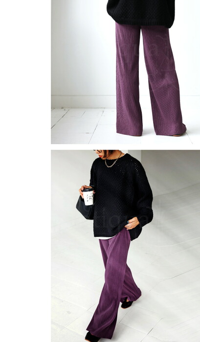 プリーツパンツ セルフカット パンツ レディース ボトムス・メール便