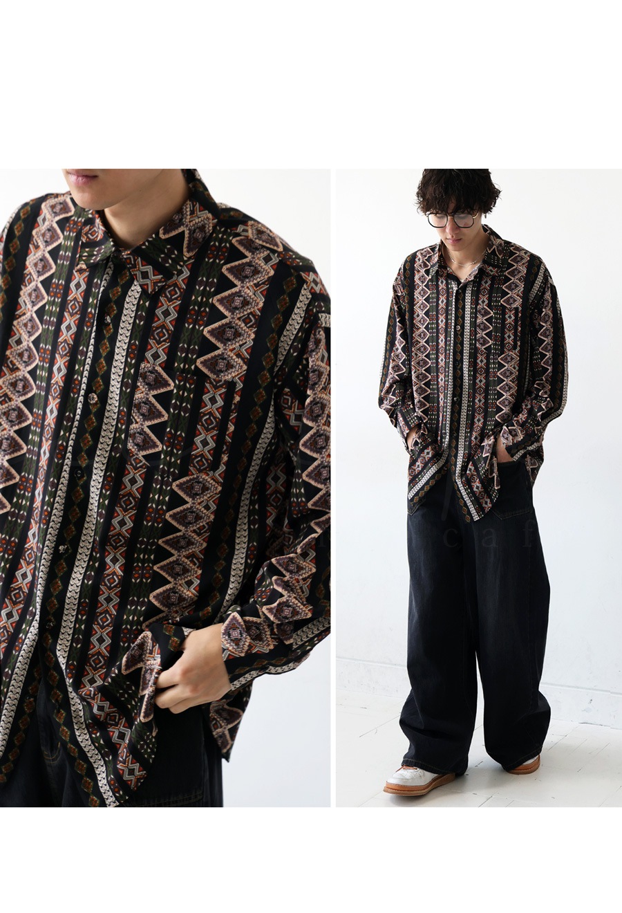 60s 70s ネイティブ柄　シャツ　vintage ユーロ　コットンリネン d8c11b131f0b91abb2e08150a60649