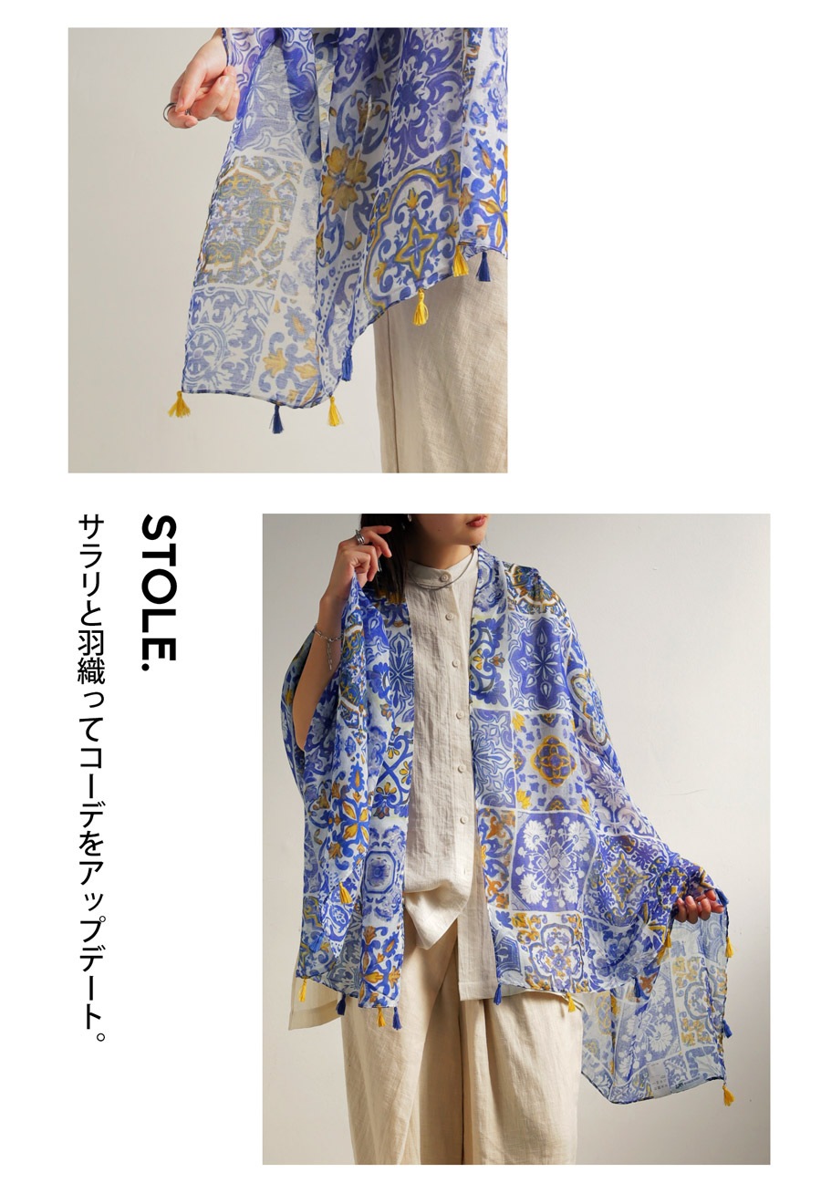 ヨーロピアン柄シアーストール ストール レディース スカーフ
