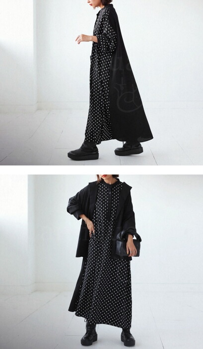 シェリエ　新品　ホワイト ブラックドット 長袖ワンピース F 9_000000020852.jpg?1690939154