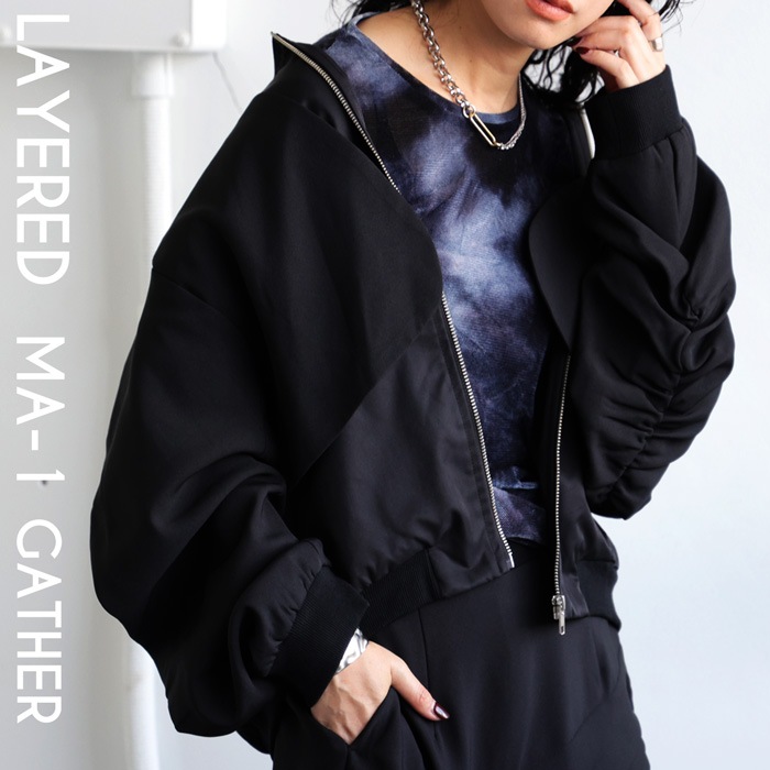 ⧉⧉antiqua⧉⧉ レイヤード風ブルゾン レイヤード風ブルゾン ブルゾン レディース アウター 送料無料・メール