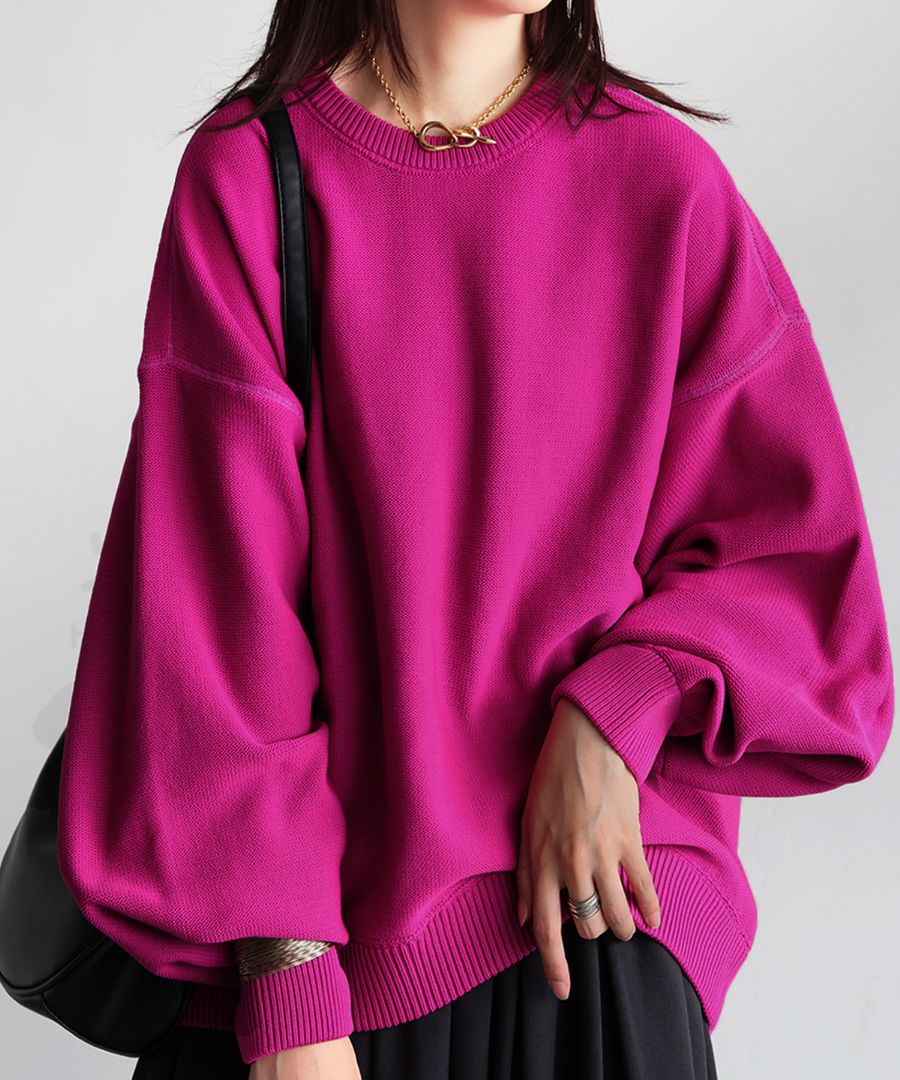 PNK ニット トップス ニット レディース トップス クルーネック 長袖 送料無料・メール便