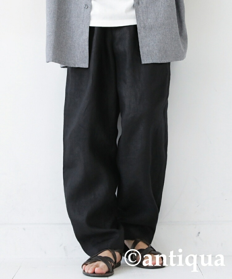 ハンドメイド テーパードパンツ スリムパンツ リネン100% ハンドメイド テーパードパンツ スリムパンツ リネン100