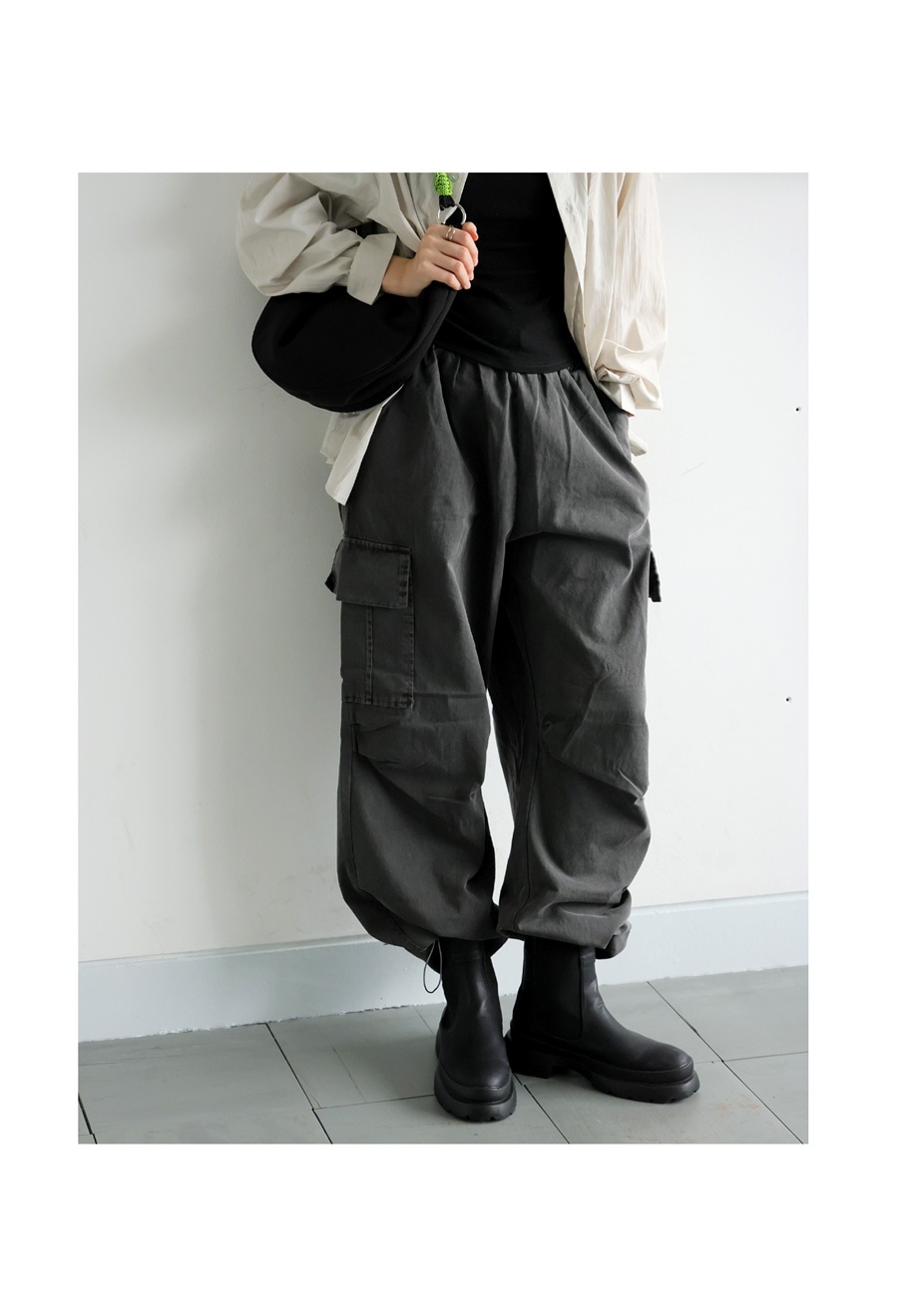 ピグメント加工 カーゴパンツ レディース ワイド 送料無料