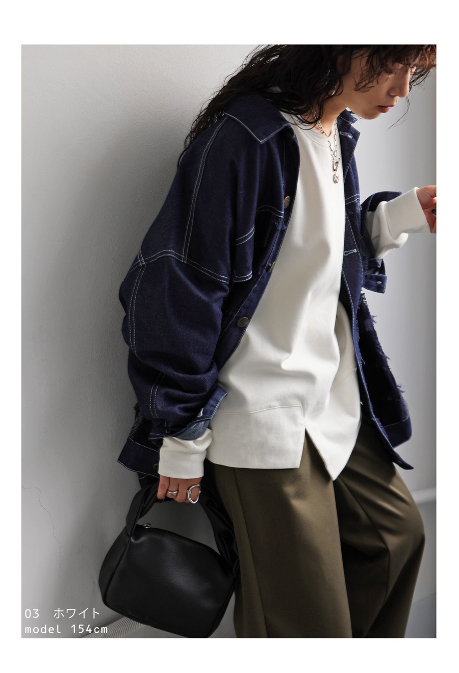 スリット切り替えプルオーバー トップス レディース 送料無料