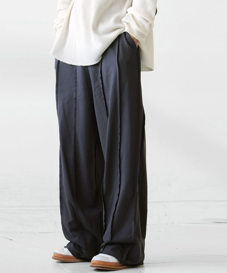 裏毛 ワイドパンツ メンズ ロング アウトシーム 送料無料・メール便