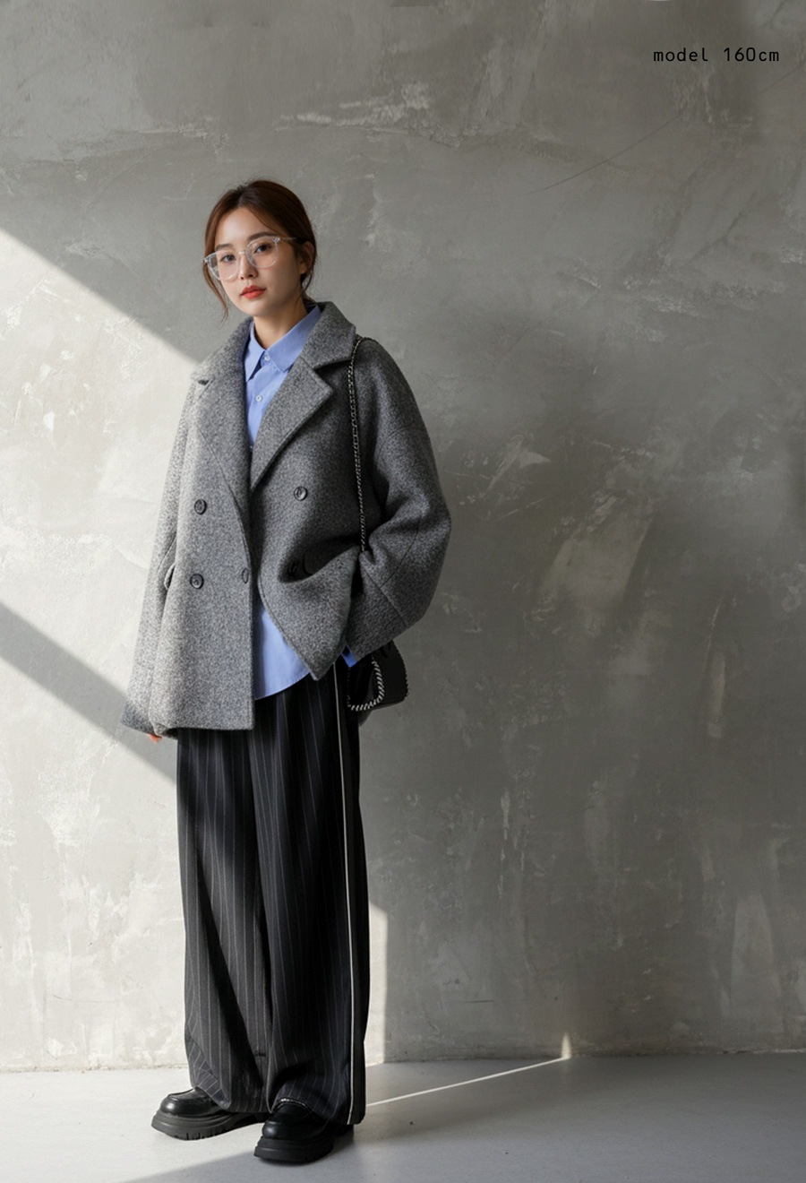 アンティカ　チャコールダブルブレスト カールシャギーコート新品 再入荷予定有!カールシャギー コート レディース アウター ミドル丈