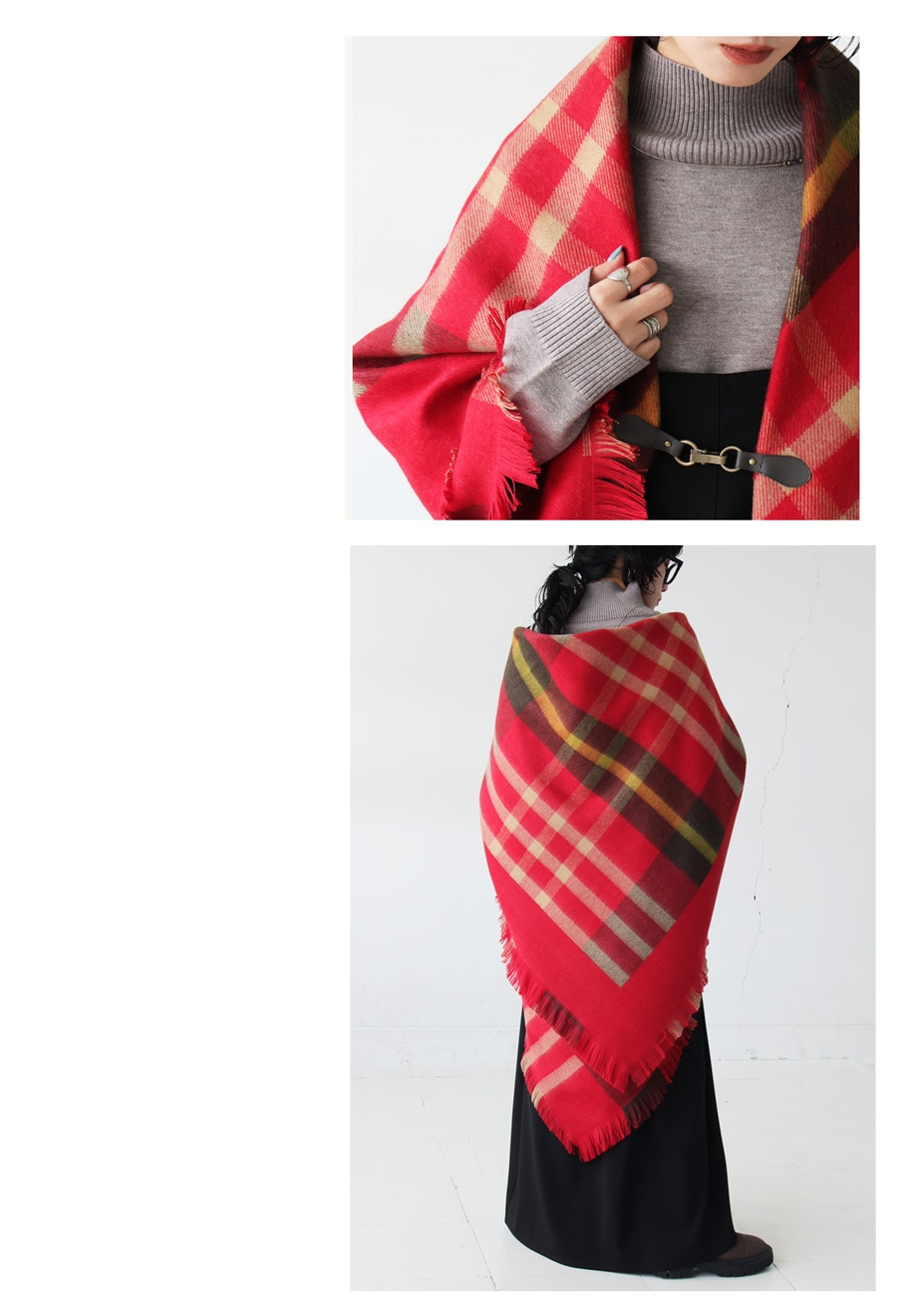 チェック柄 2WAY ストール ポンチョ レディース 送料無料・メール便