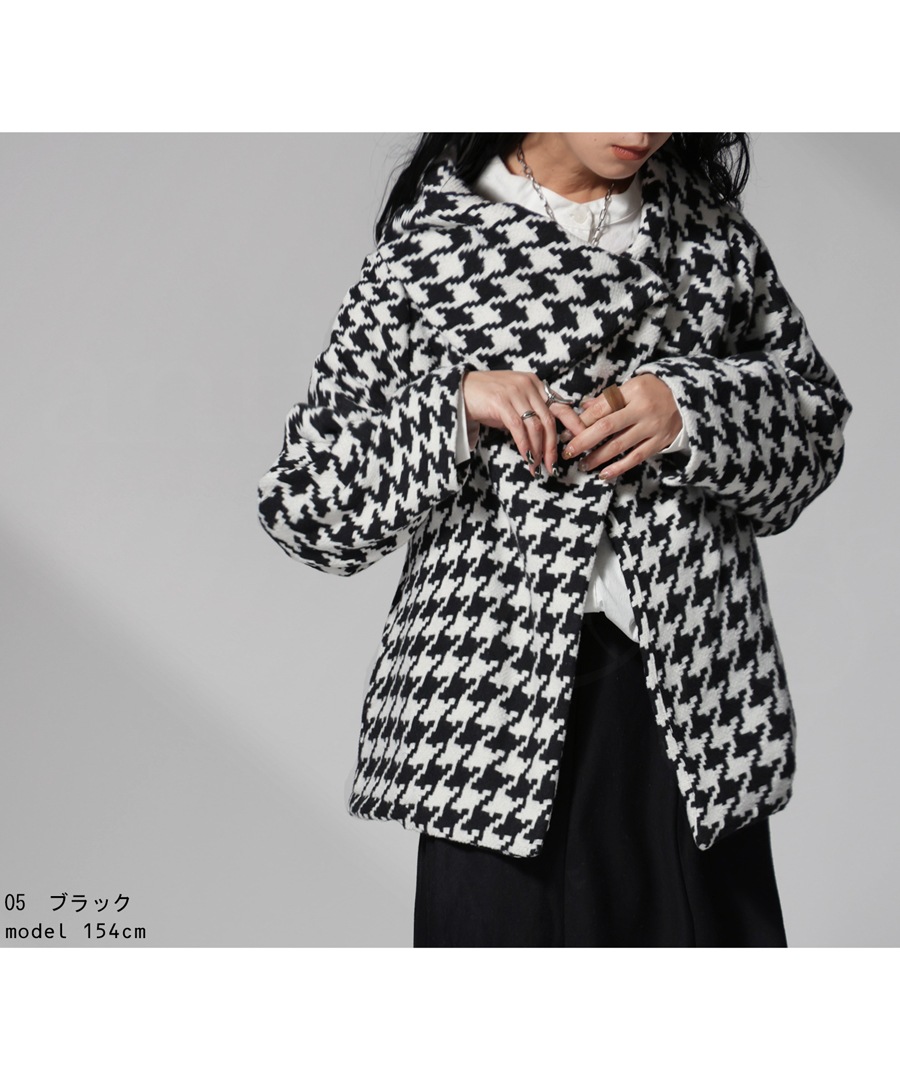 千鳥柄コート コート レディース トップス 長袖 千鳥柄 送料無料