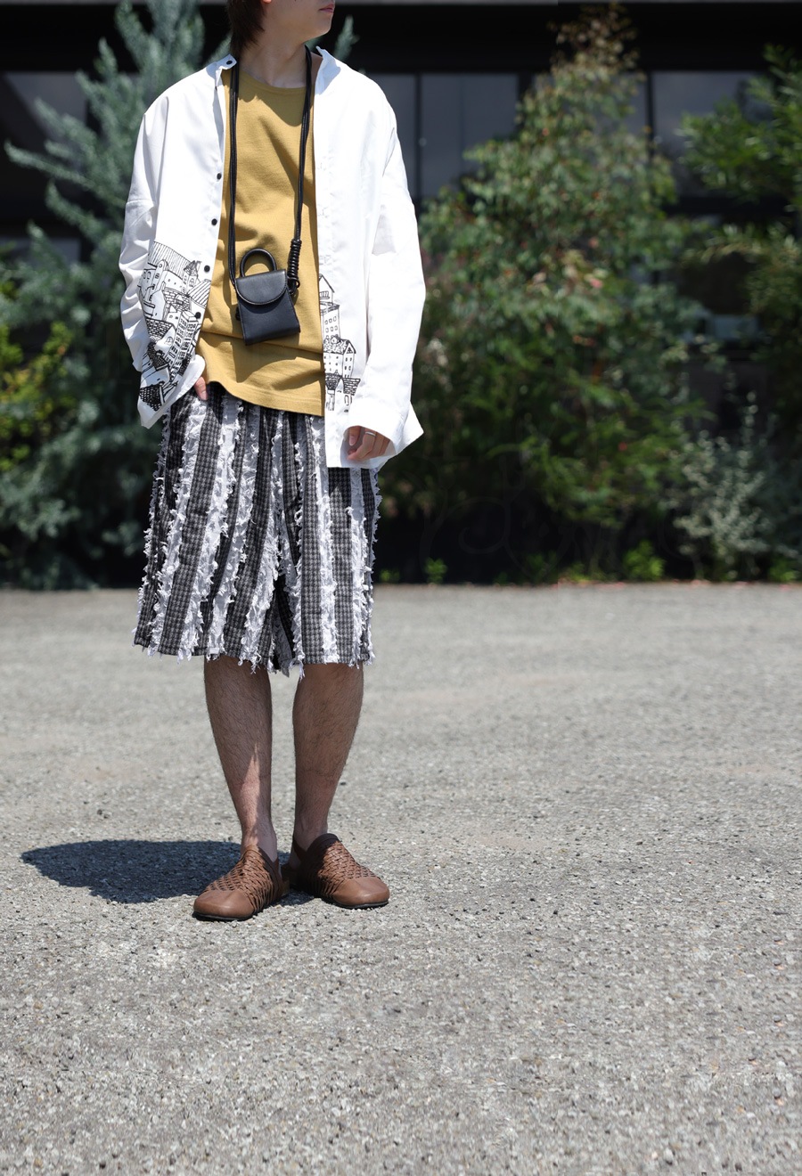 フリンジパンツ パンツ メンズ ハーフパンツ 送料無料・(500