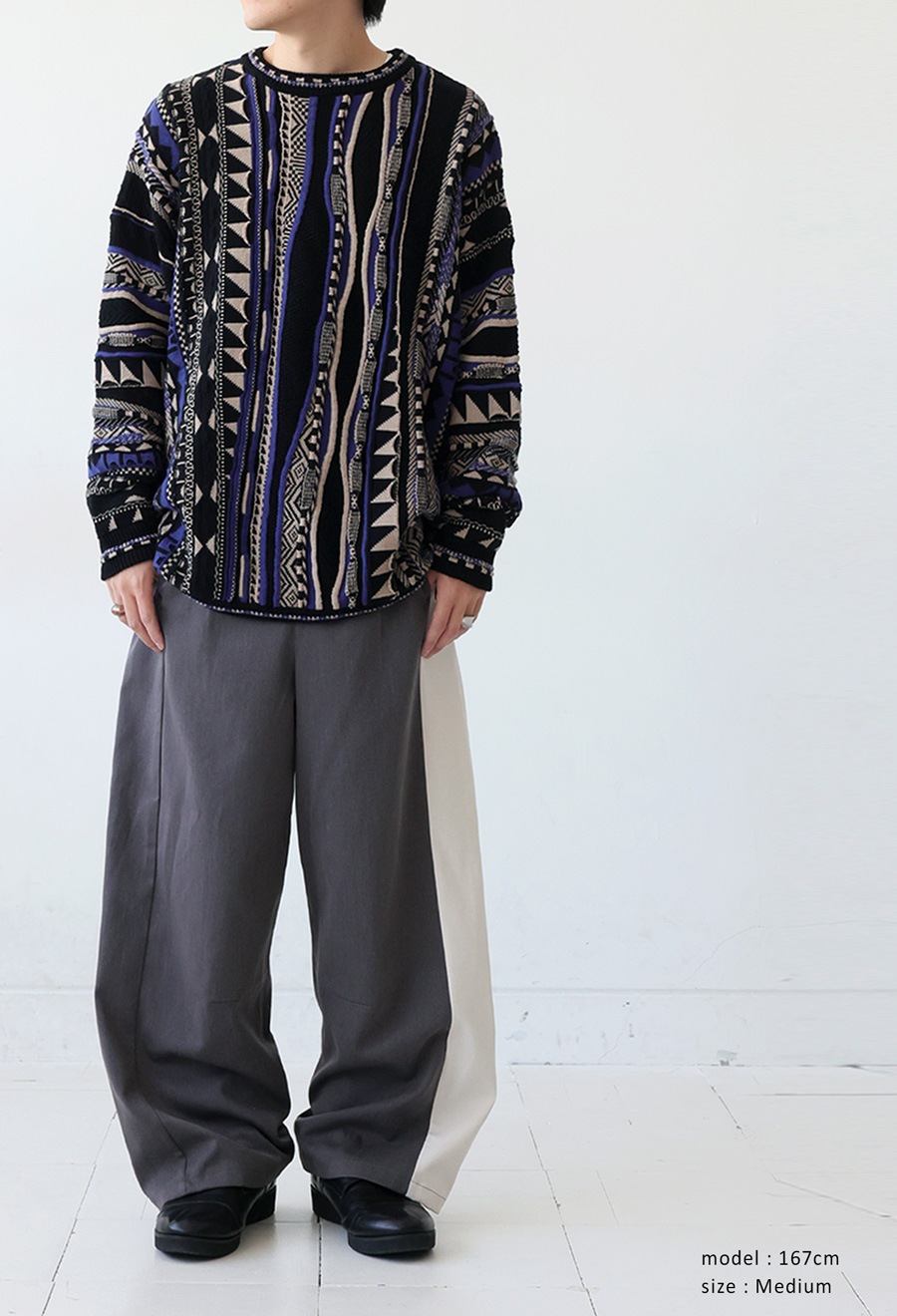 【n様】 配色切替 ワイドパンツ メンズ ロング ストレート 送料無料・メール便