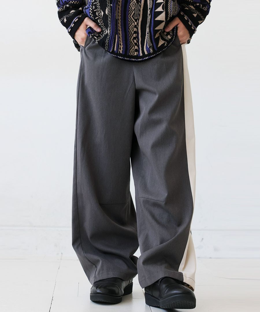 配色切替 ワイドパンツ メンズ ロング ストレート 送料無料・メール便