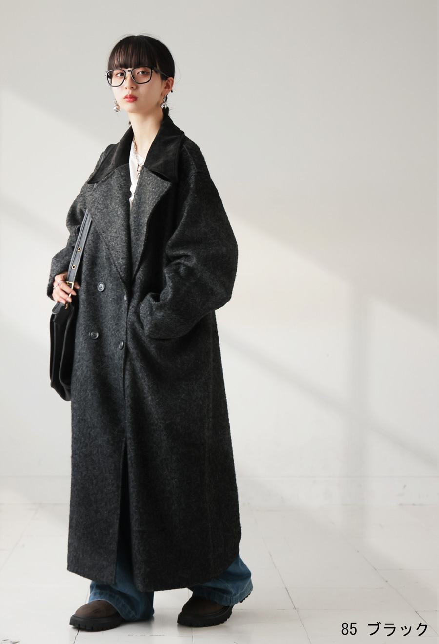 ヘリンボーン ロングコート レディース アウター 送料無料・メール便