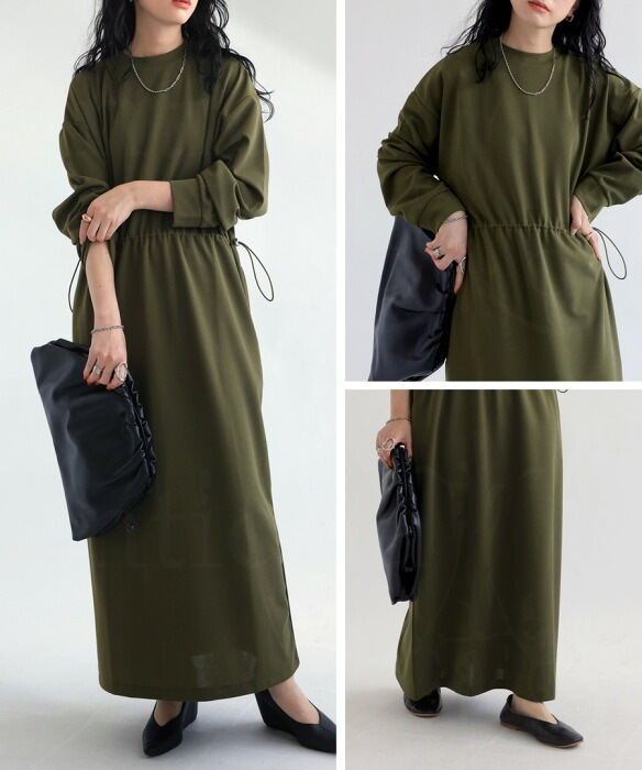 【北欧暮らしの道具店】未使用 洗える ストレッチ ポンチ素材のワンピース ロング 気軽に着られて、きれい見え」ポンチ素材のワンピース - 北欧、暮らし