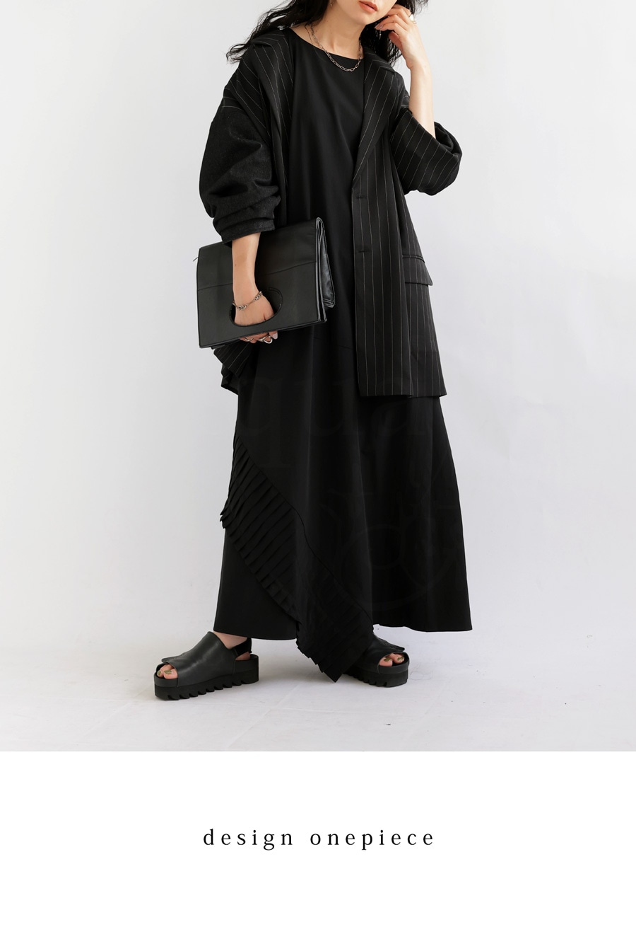 モードデザイン ワンピース レディース ロング 半袖 送料無料・(500