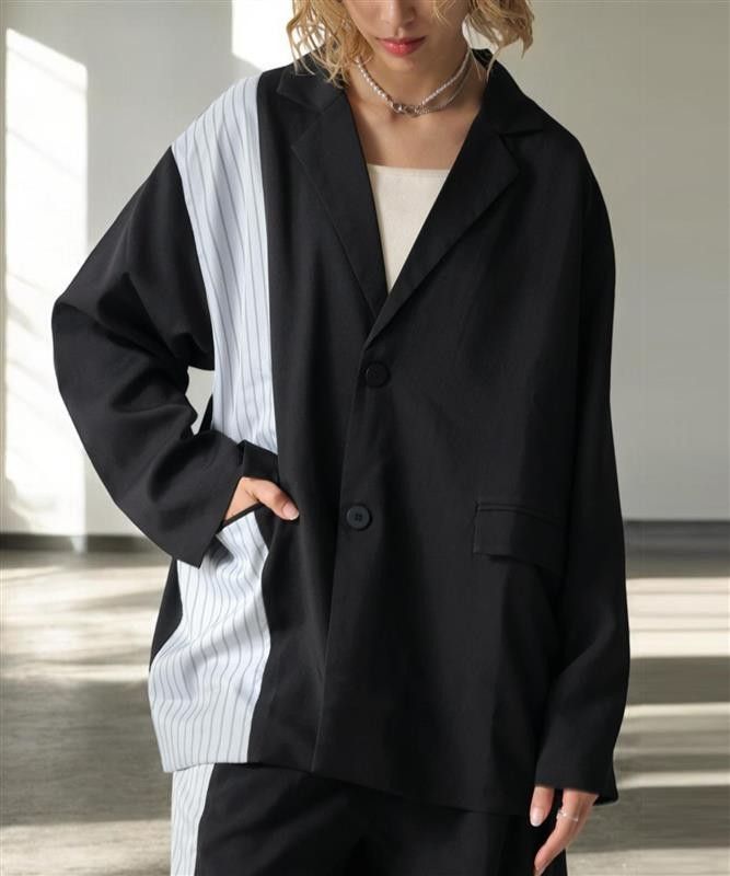 切替ストライプジャケット ジャケット レディース 送料無料・メール便