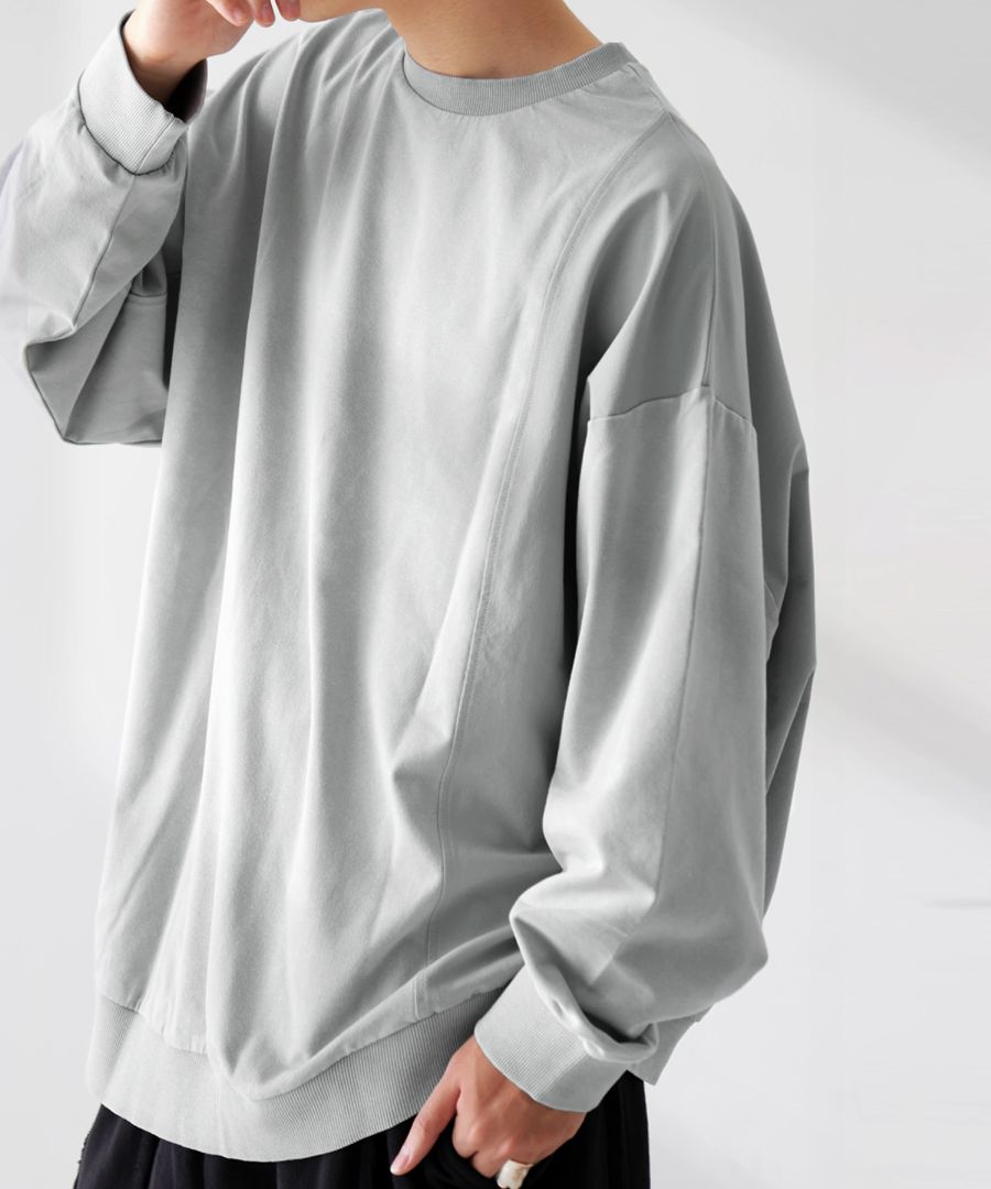 異素材切替 スウェット メンズ プルオーバー 長袖 送料無料・メール便