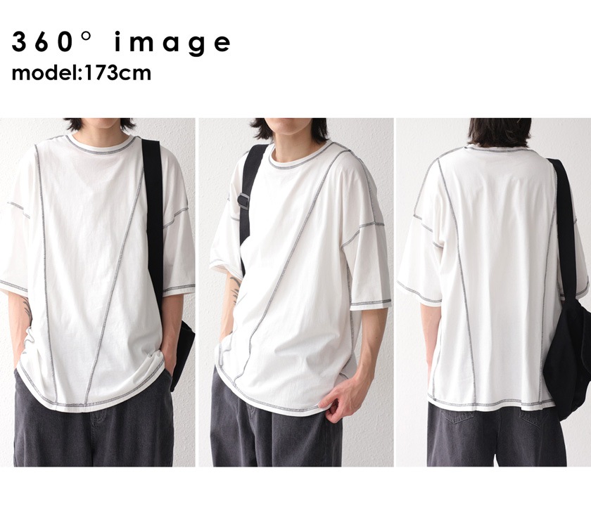 配色ステッチTシャツ Tシャツ メンズ 半袖 綿100・再販。(500)メール便