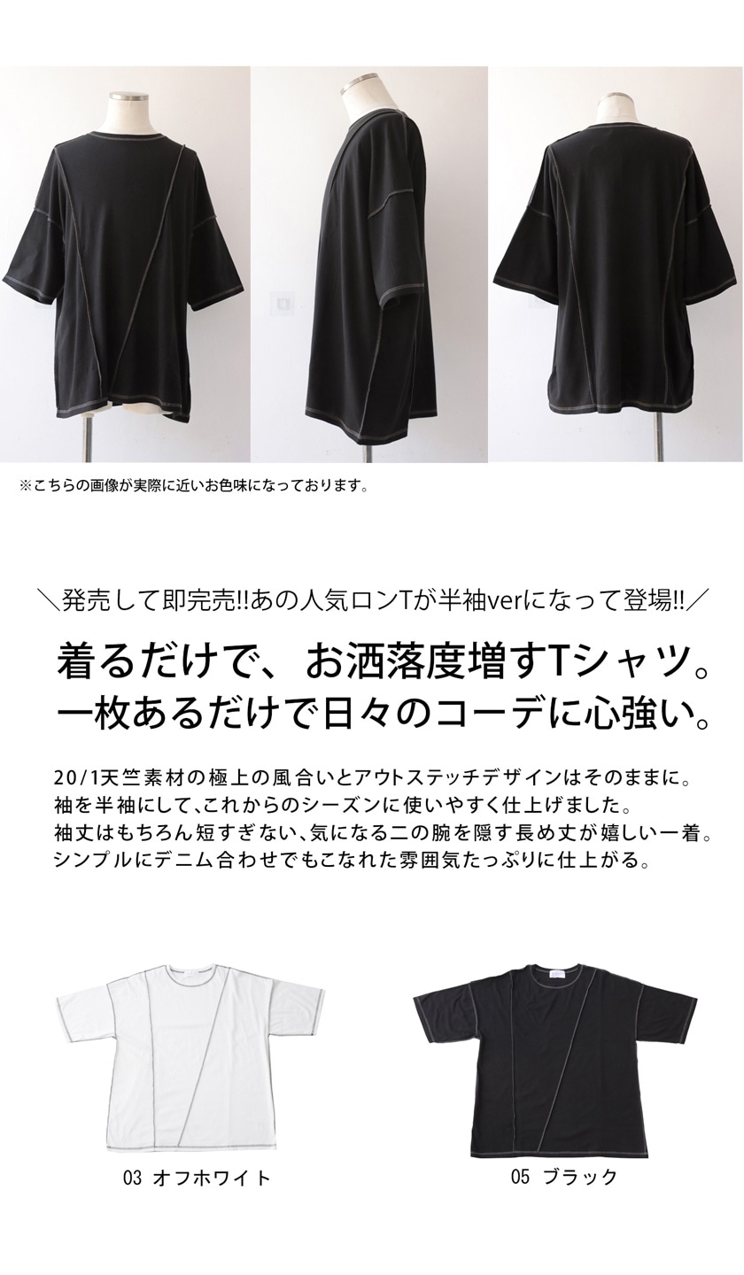 配色ステッチTシャツ Tシャツ メンズ 半袖 綿100・再販。(500)メール便