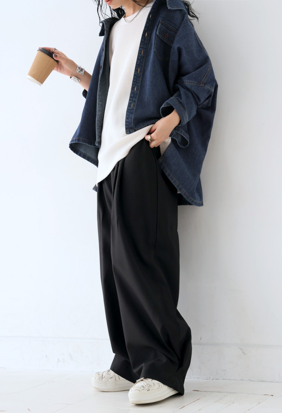 タックパンツ パンツ レディース ボトムス ロング 無地 送料無料