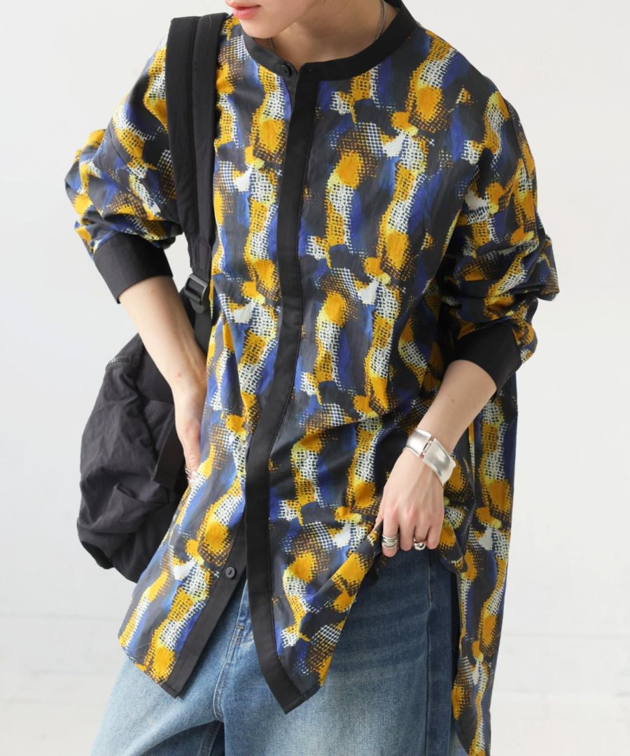 アート柄シャツ シャツ レディース トップス 長袖 送料無料・(80