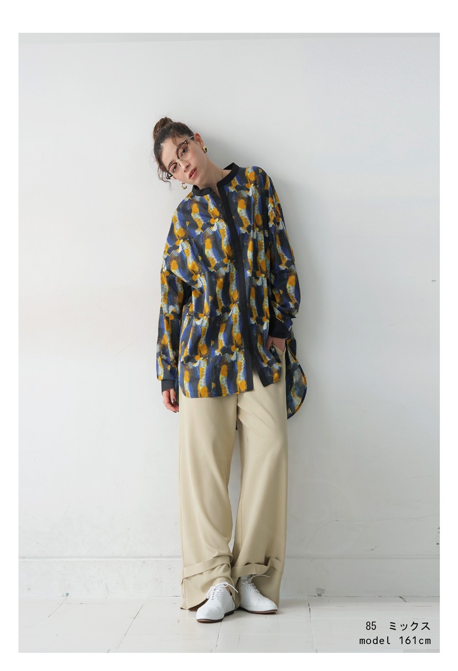 アート柄シャツ シャツ レディース トップス 長袖 送料無料・(80