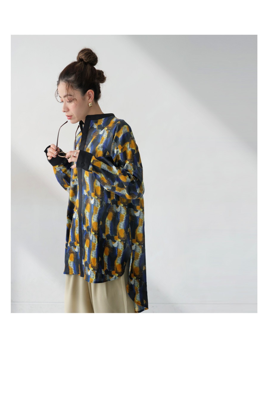 アート柄シャツ シャツ レディース トップス 長袖 送料無料・(80