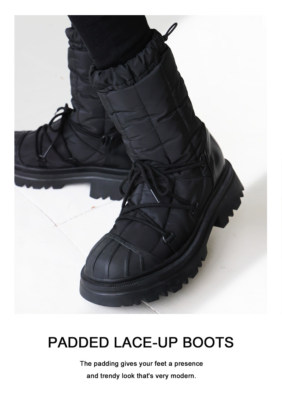 中綿 レースアップブーツ レディース 厚底 パデット 送料無料・メール便不可 秋新作 中綿 レースアップブーツ レディース 厚底 パデット 送料無料・メール