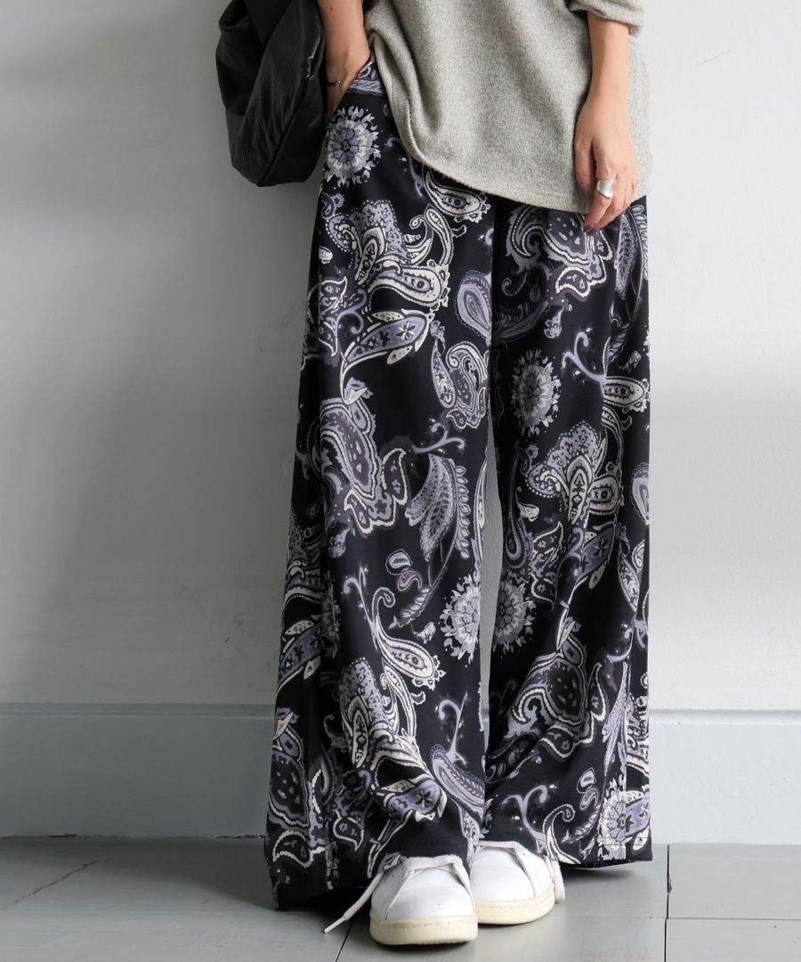 再入荷予定有!ペイズリー柄 パンツ レディース ロング ワイド 送料無料