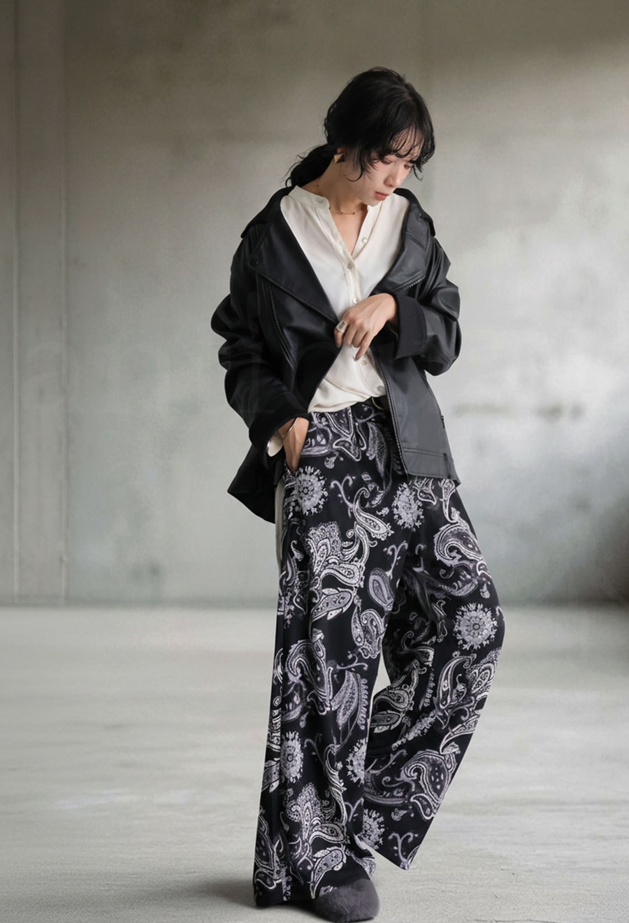 再入荷予定有!ペイズリー柄 パンツ レディース ロング ワイド 送料無料