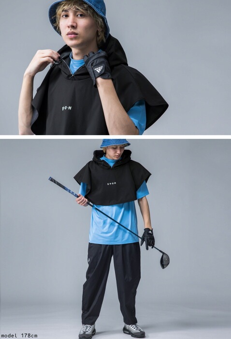 GENUINE Leatherスエードポンチョ antiqua ANTIQUA GOLF×STCH レインポンチョ メンズ 送料無料