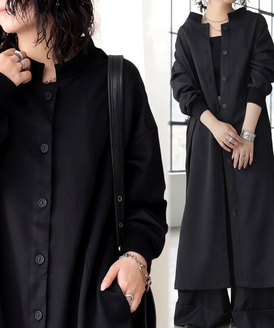 ワンピース レディース 長袖 ロング スタンドネック 送料無料・再入荷