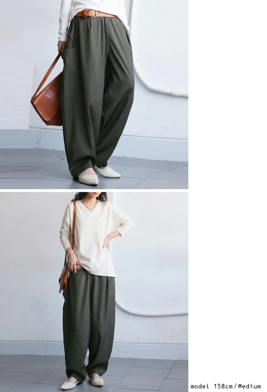 アシンメトリーポケット ワイドパンツ レディース 送料無料・メール便