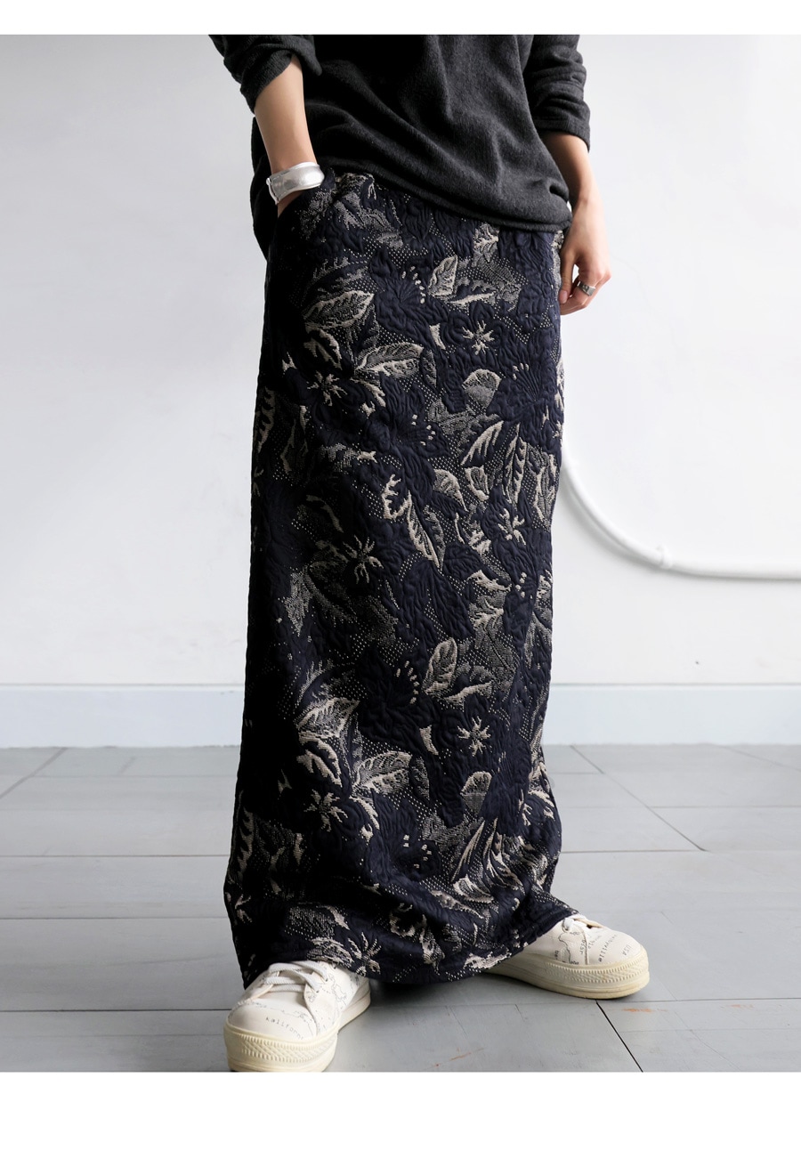 ボタニカル ジャガード ロングスカート レディース 送料無料