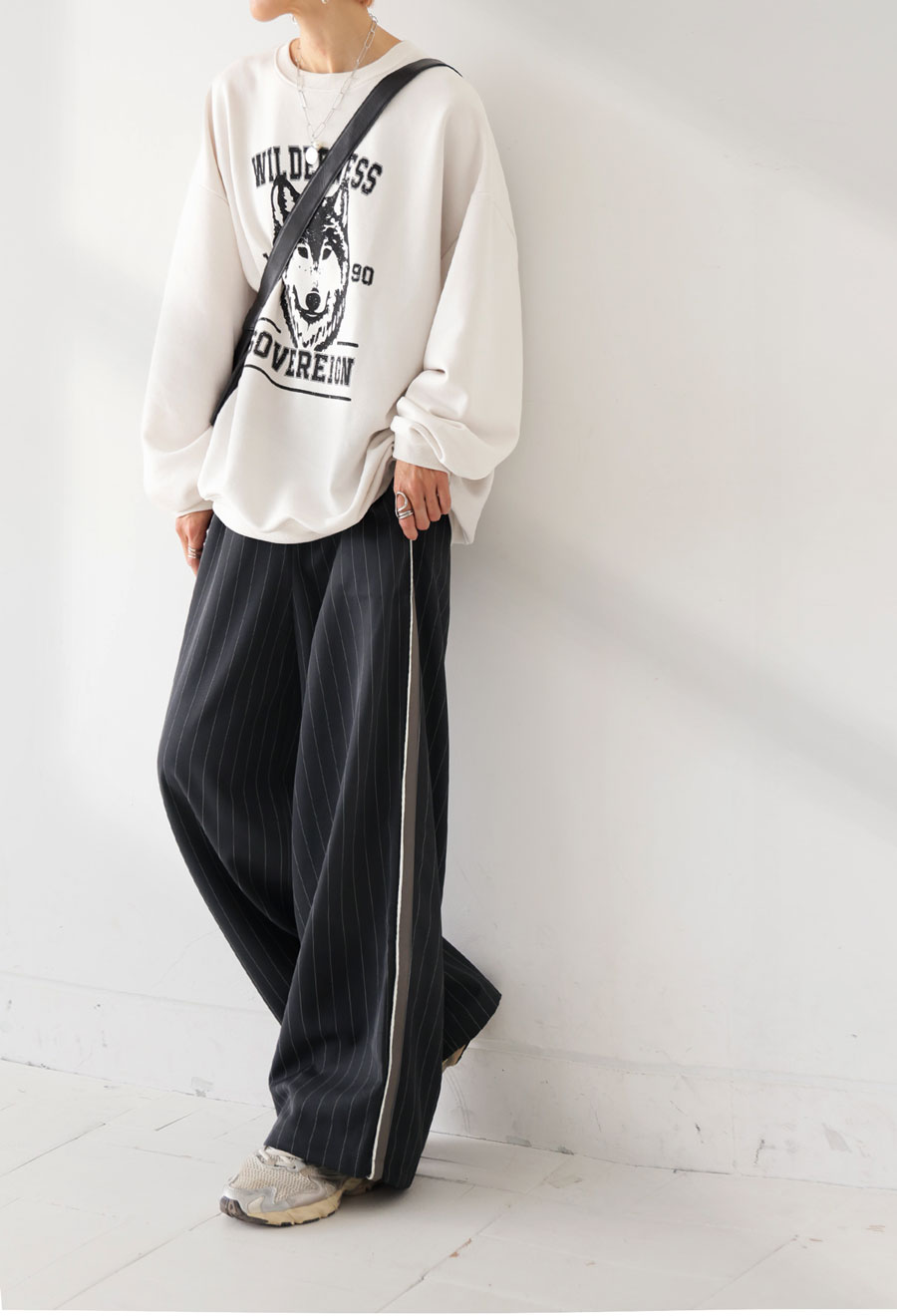 サイドライン ピンストライプパンツ レディース 送料無料・再入荷 (500