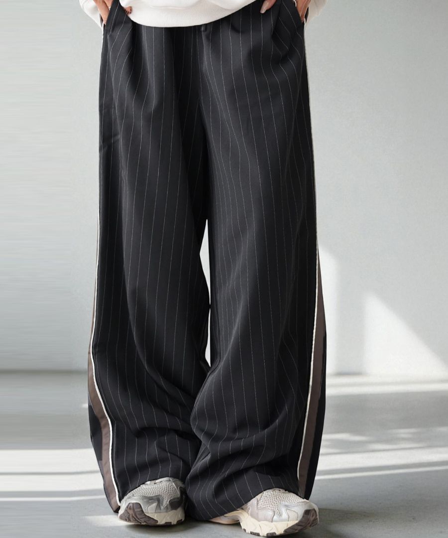 サイドライン ピンストライプパンツ レディース 送料無料・再入荷 (500