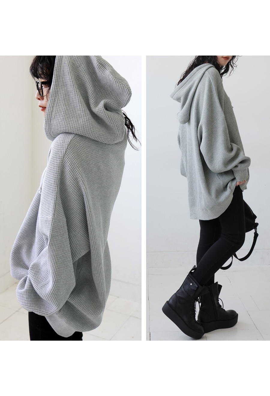 お値下げ不可　新品未使用 ガゼット風ネックフーディー レディース 鬼ワッフル 送料無料