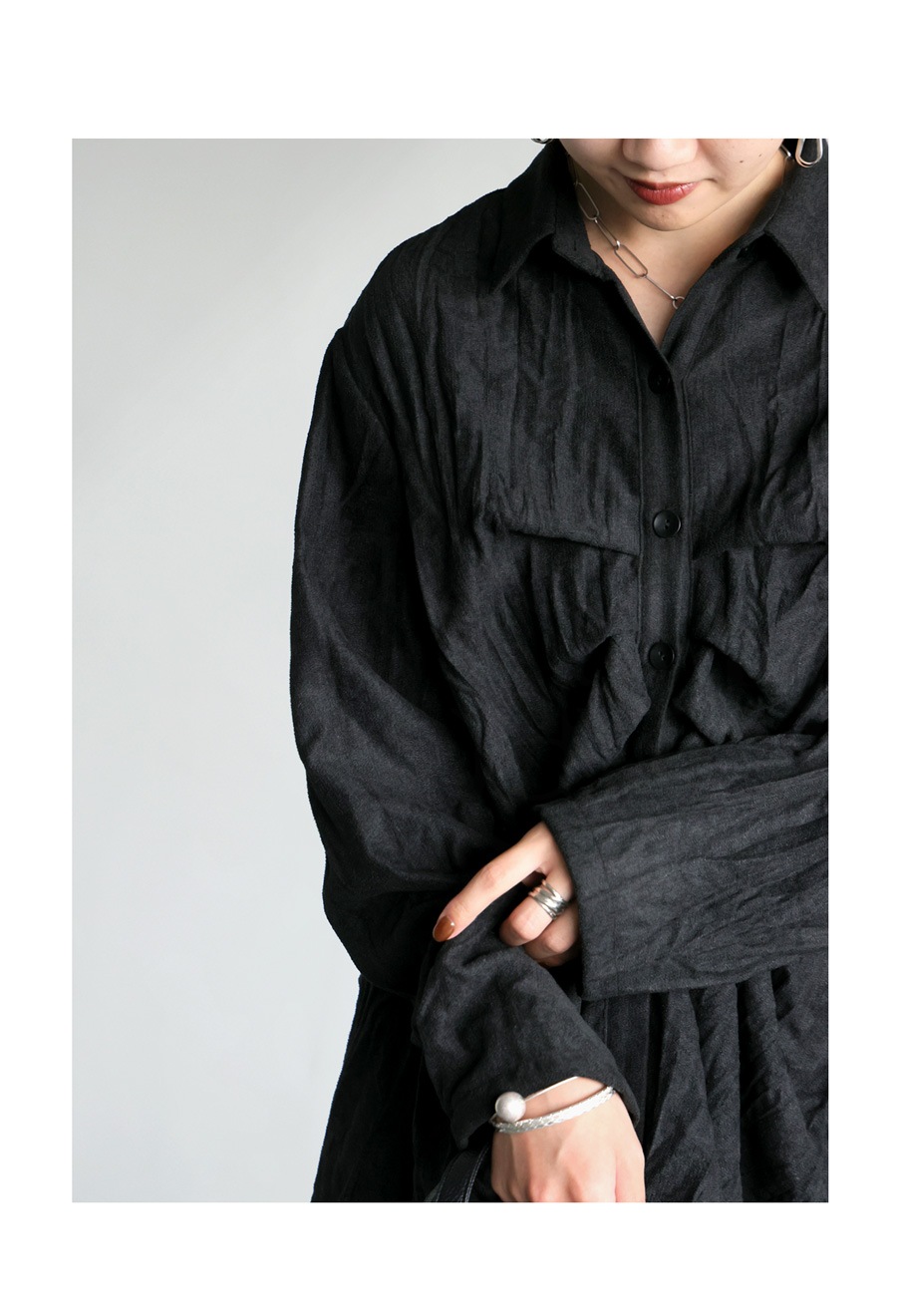 シワ加工 タックシャツ レディース トップス シャツ 送料無料・(100