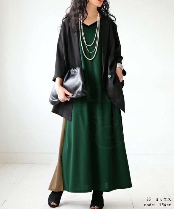 美品！diagramの配色ワンピース 配色ワンピース ワンピース レディース ロング 半袖 送料無料