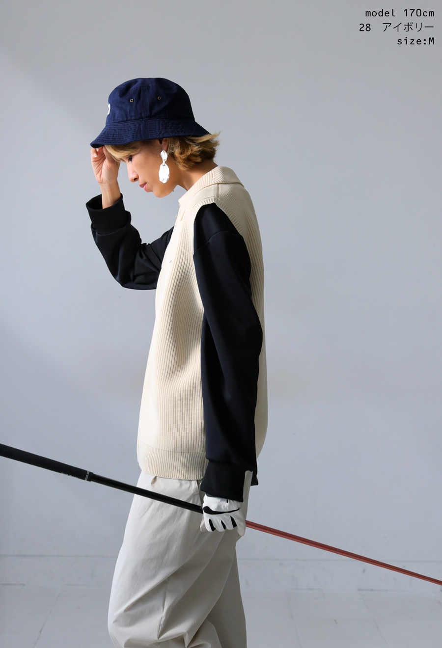 サイズS【未使用品】1PIU1UGUALE3 GOLF ロゴリブベスト ニット zgl-30003.jpg