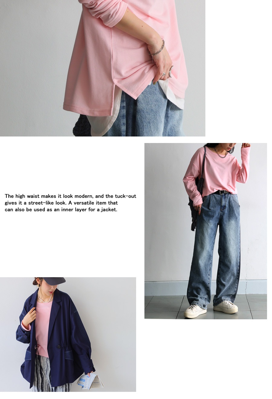 再入荷予定有!ミニ裏毛ロンT ロンT レディース トップス 無地 長袖・再