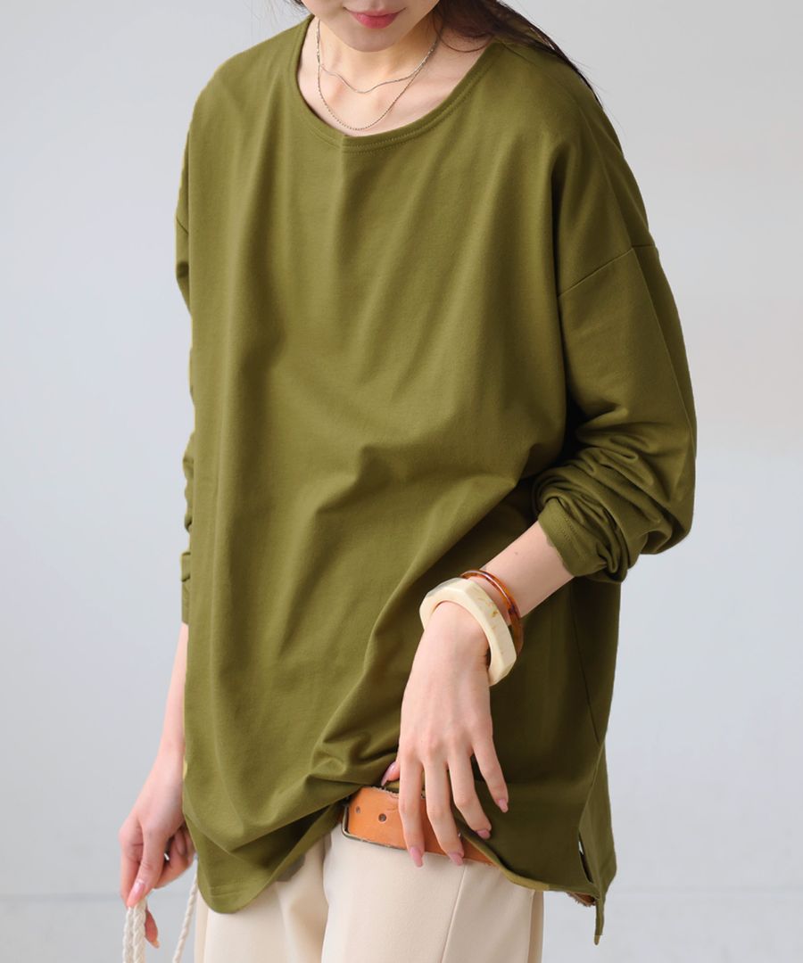 ミニ裏毛ロンT ロンT レディース トップス 無地 長袖・再入荷 (500