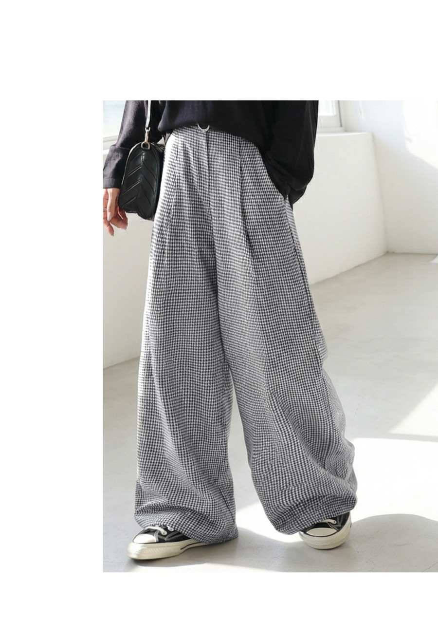飛鳥様 千鳥柄 ワイドパンツ レディース ボトムス ロング 送料無料・再入荷