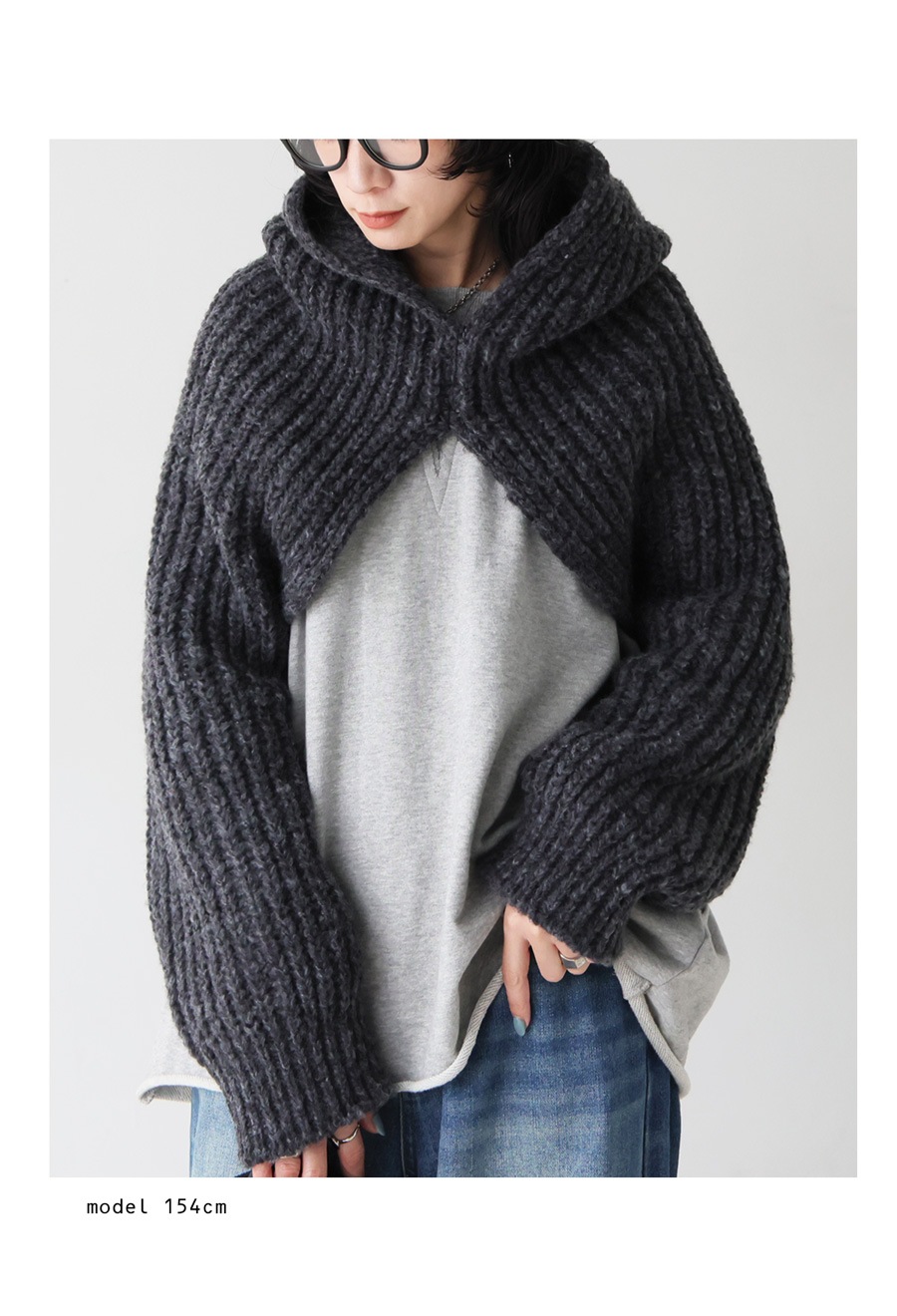 フード付き 2way ボレロ レディース ニット 羽織り 送料無料・メール便