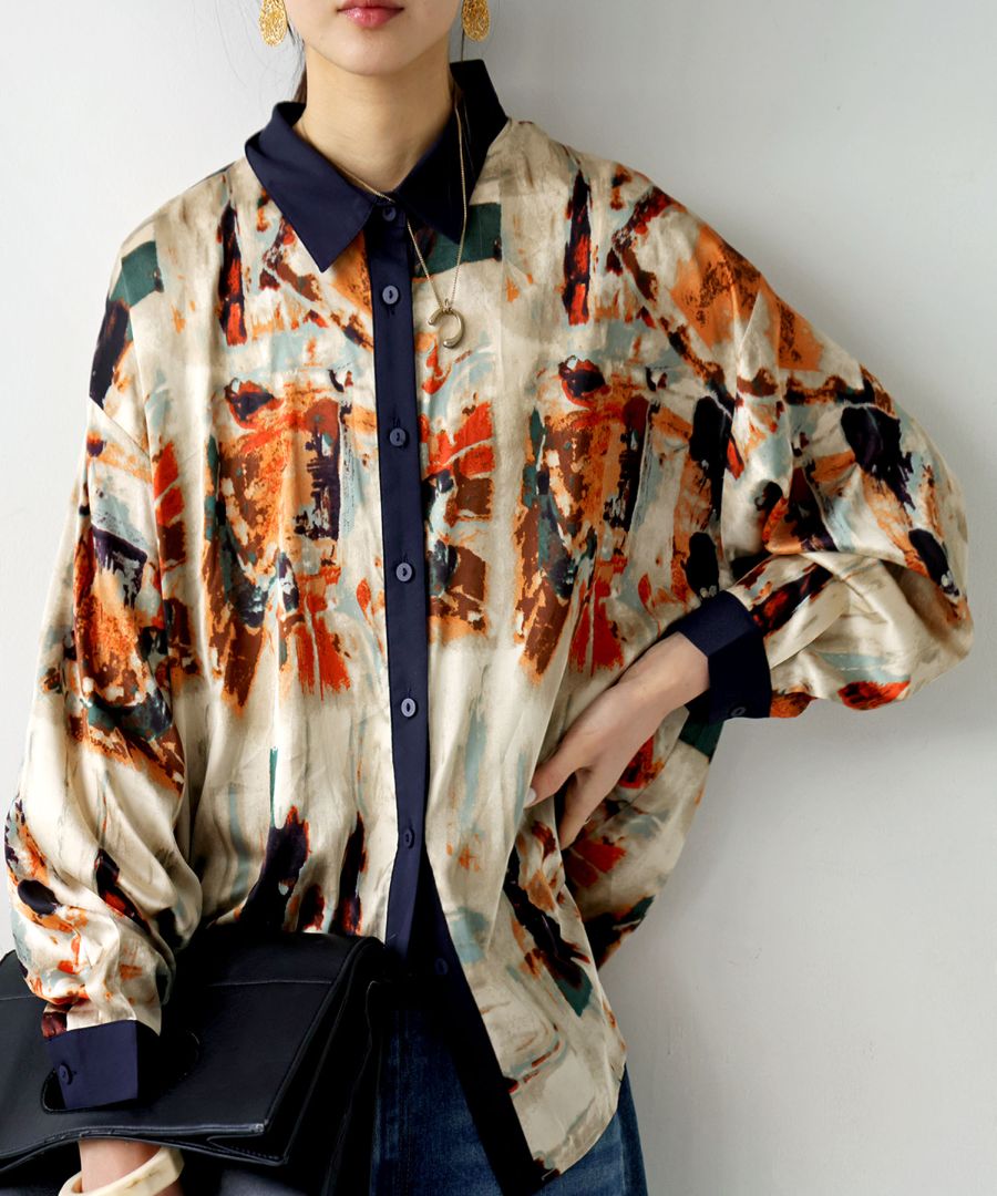 再入荷予定有!アート柄シャツ シャツ レディース トップス 長袖