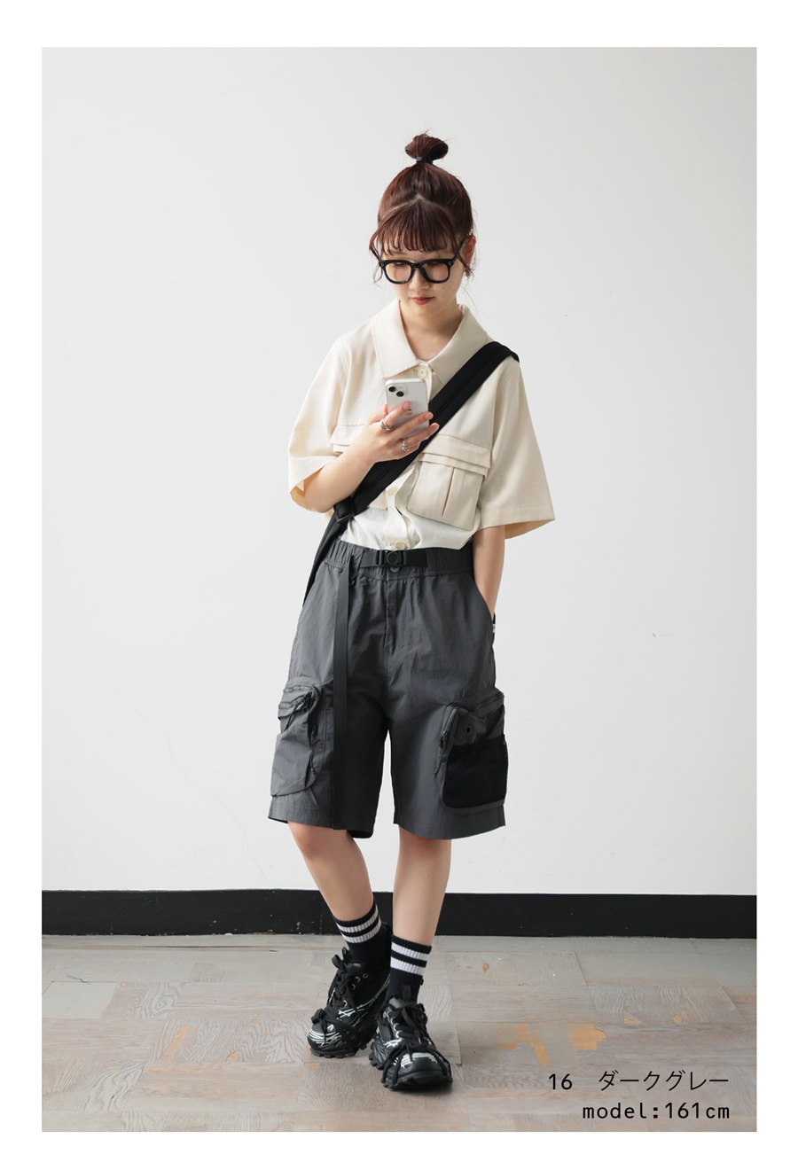 【boohoo】ゴシック M クロス ショート パンツ カーゴショートパンツ レディース マルチポケット付き 送料無料